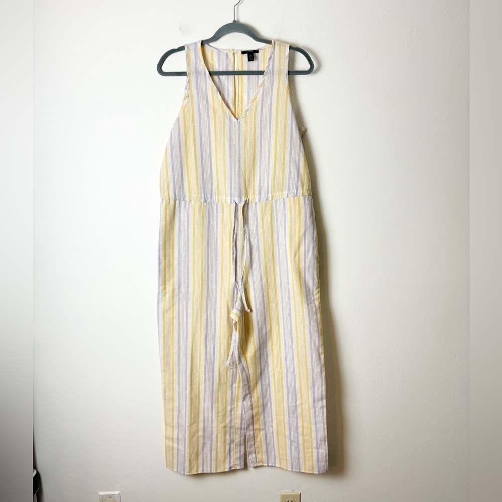 DREW • Women’s Cotton Blend Yellow/Purple/White Stripe Wide Leg Jumpsuit Size M